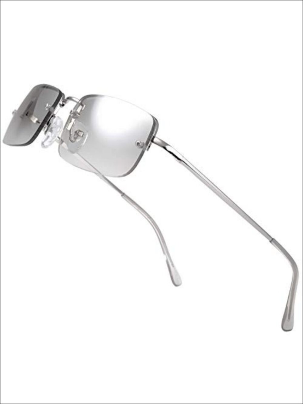 Minimalist Small Rectangular Sunglasses Clear Lens UV400 Spring Hinge